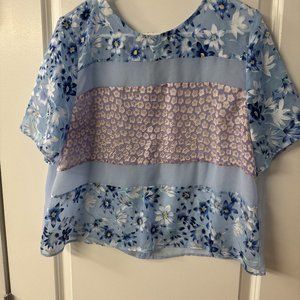 Topshop Women's Floral Mesh Top